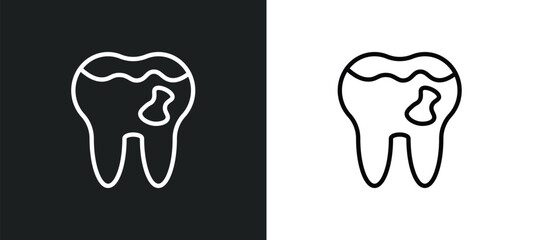 cavities icon isolated in white and black colors. cavities outline vector icon from dentist collection for web, mobile apps and ui.