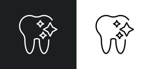 tooth whitening icon isolated in white and black colors. tooth whitening outline vector icon from dentist collection for web, mobile apps and ui.