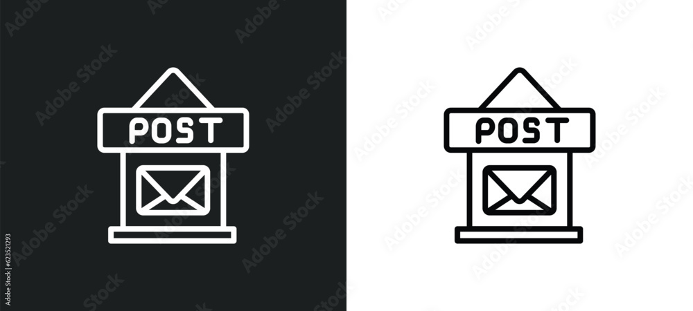 Poster post office icon isolated in white and black colors. post office outline vector icon from delivery a