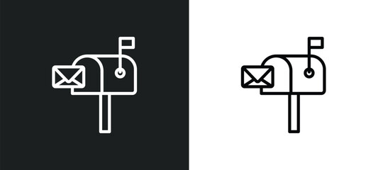postbox icon isolated in white and black colors. postbox outline vector icon from delivery and logistic collection for web, mobile apps and ui. - obrazy, fototapety, plakaty