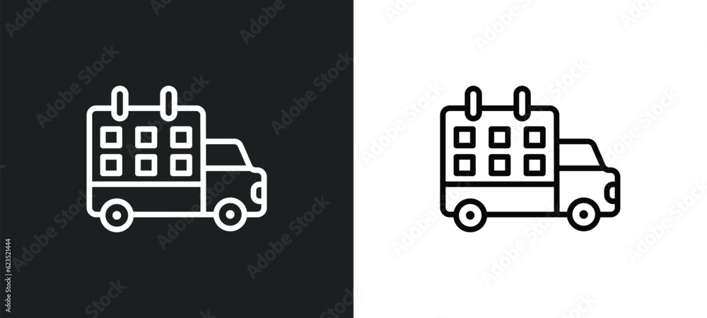 Poster delivery schedule icon isolated in white and black colors. delivery schedule outline vector icon fro