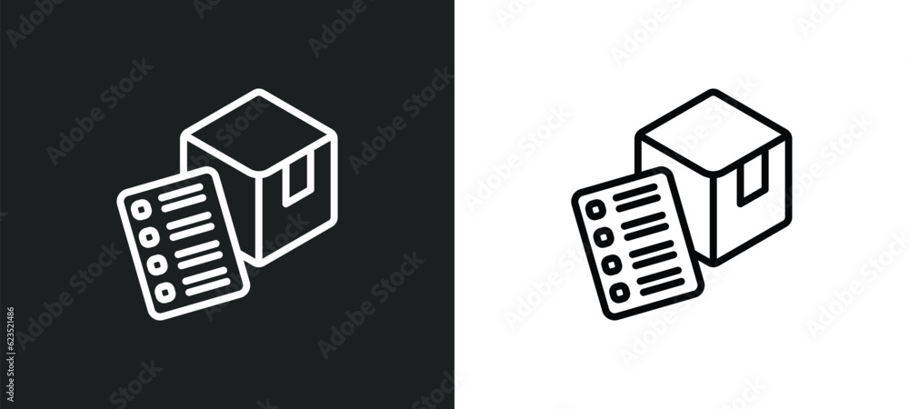 Poster delivery list icon isolated in white and black colors. delivery list outline vector icon from delive