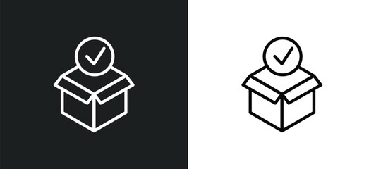 package checking icon isolated in white and black colors. package checking outline vector icon from delivery and logistic collection for web, mobile apps and ui.