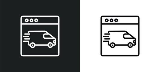 delivery by website icon isolated in white and black colors. delivery by website outline vector icon from delivery and logistic collection for web, mobile apps and ui.