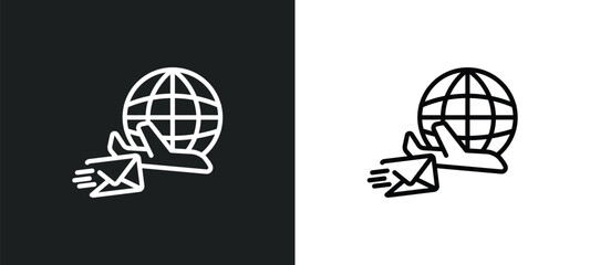 air mail icon isolated in white and black colors. air mail outline vector icon from delivery and logistic collection for web, mobile apps and ui.