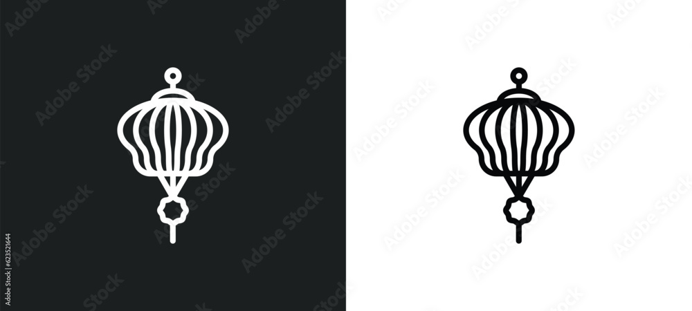 Poster paper lantern icon isolated in white and black colors. paper lantern outline vector icon from cultur