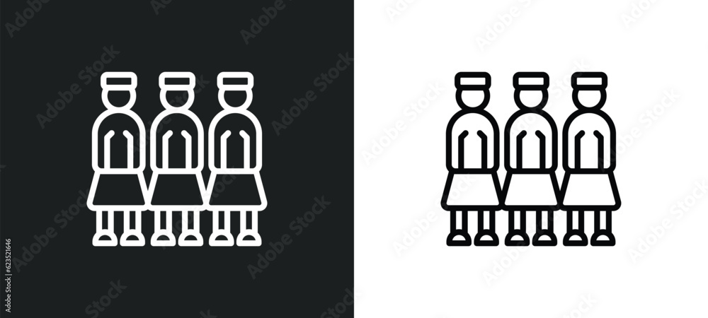 Poster army icon isolated in white and black colors. army outline vector icon from cultures collection for 