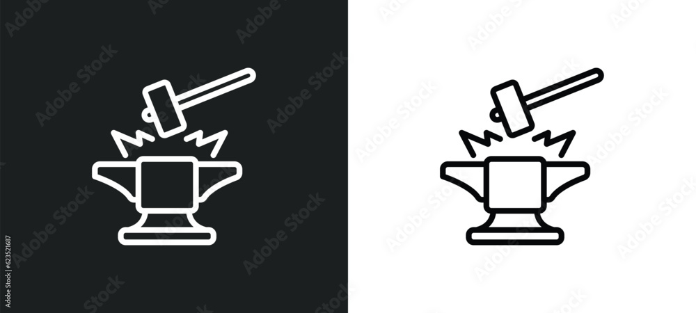 Poster blacksmith icon isolated in white and black colors. blacksmith outline vector icon from cultures col