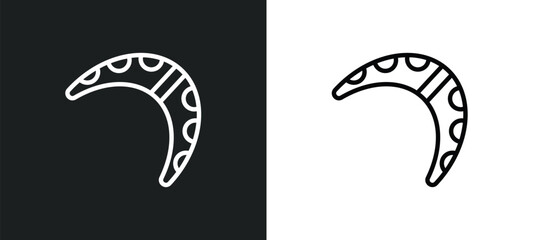 Obraz premium australian boomerang icon isolated in white and black colors. australian boomerang outline vector icon from culture collection for web, mobile apps and ui.