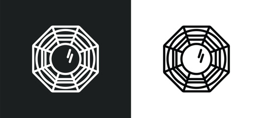 pa kua mirror icon isolated in white and black colors. pa kua mirror outline vector icon from cultures collection for web, mobile apps and ui.