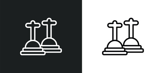 cemetery icon isolated in white and black colors. cemetery outline vector icon from cultures collection for web, mobile apps and ui.