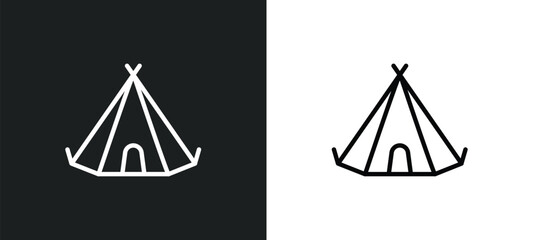 native american wigwam icon isolated in white and black colors. native american wigwam outline vector icon from culture collection for web, mobile apps and ui.