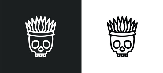 native american skull icon isolated in white and black colors. native american skull outline vector icon from culture collection for web, mobile apps and ui.
