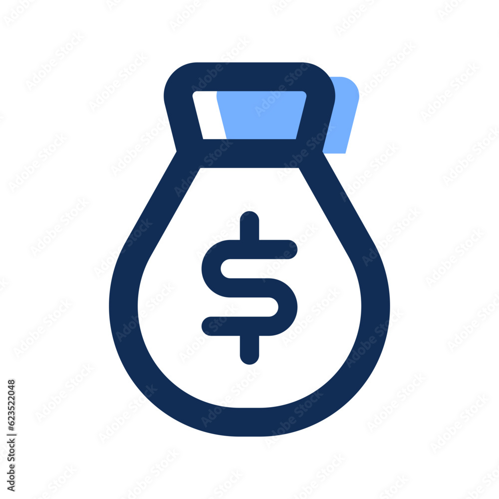 Poster money bag filled line icon