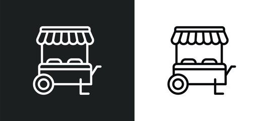 food stall icon isolated in white and black colors. food stall outline vector icon from culture collection for web, mobile apps and ui. - obrazy, fototapety, plakaty