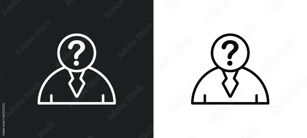 Poster anonymity icon isolated in white and black colors. anonymity outline vector icon from blockchain col