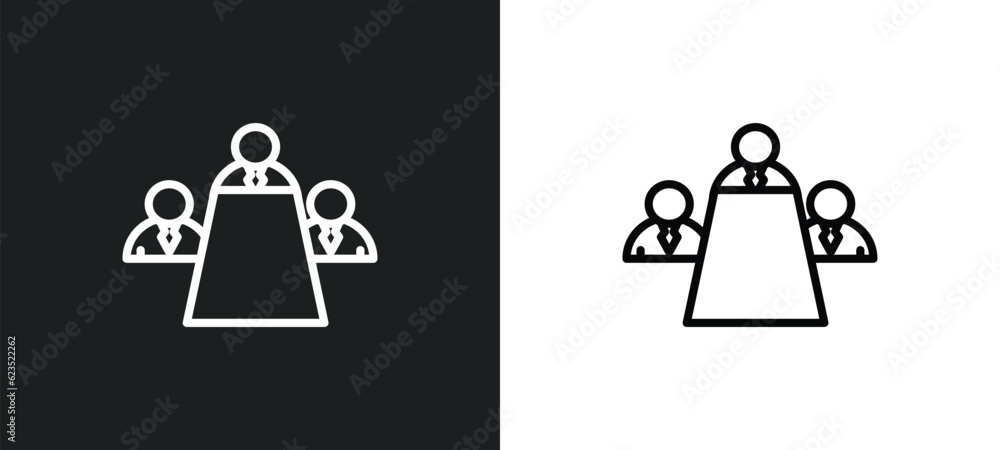 Poster meeting icon isolated in white and black colors. meeting outline vector icon from blockchain collect
