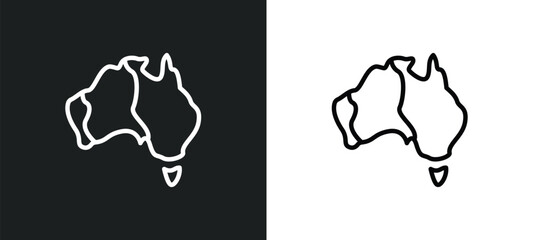 australian continent icon isolated in white and black colors. australian continent outline vector icon from culture collection for web, mobile apps and ui.