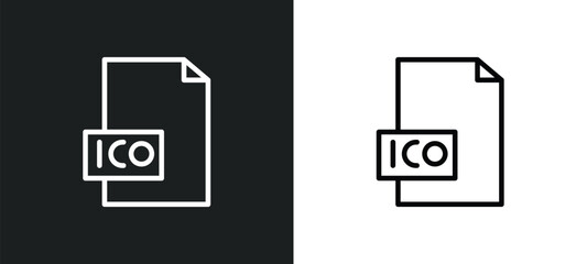 ico icon isolated in white and black colors. ico outline vector icon from blockchain collection for web, mobile apps and ui.