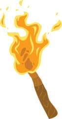 fire on stick, wooden flame torch, vintage old light, traditional torch, fire light cartoon
