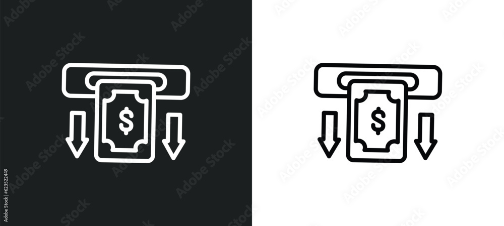 Poster withdraw icon isolated in white and black colors. withdraw outline vector icon from cryptocurrency c