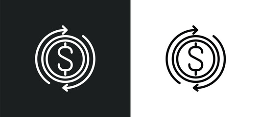 money flow icon isolated in white and black colors. money flow outline vector icon from cryptocurrency collection for web, mobile apps and ui.