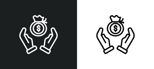 saving icon isolated in white and black colors. saving outline vector icon from cryptocurrency collection for web, mobile apps and ui.