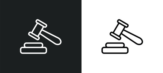 auction hammer icon isolated in white and black colors. auction hammer outline vector icon from cryptocurrency collection for web, mobile apps and ui. - obrazy, fototapety, plakaty