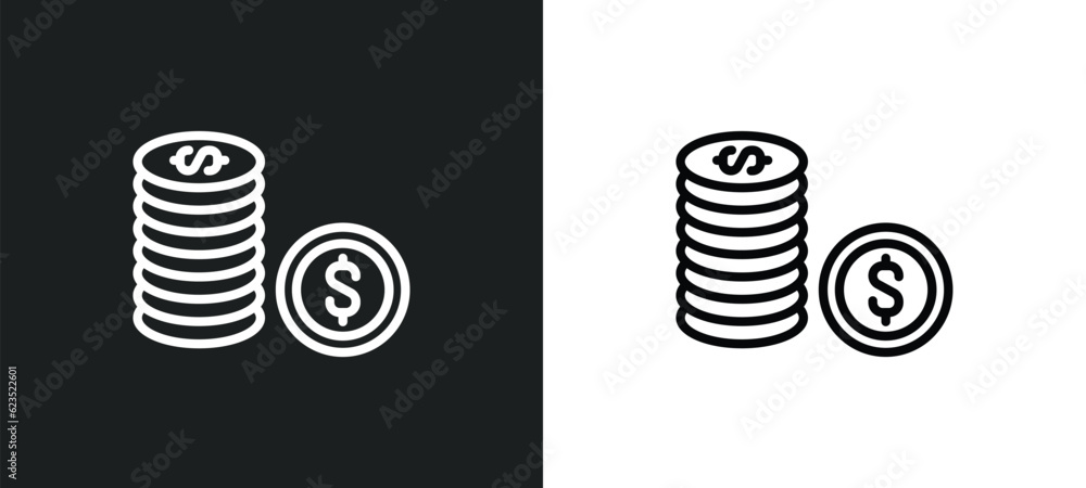 Poster coin icon isolated in white and black colors. coin outline vector icon from cryptocurrency collectio