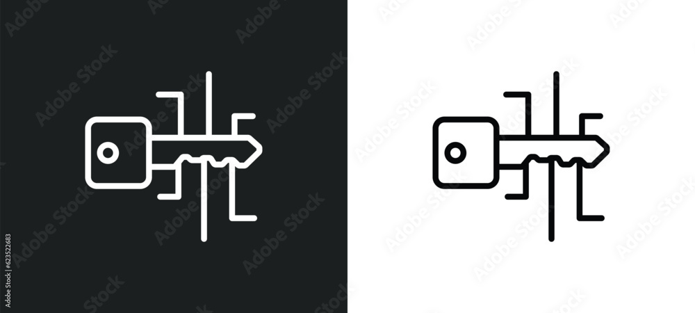 Poster digital key icon isolated in white and black colors. digital key outline vector icon from cryptocurr