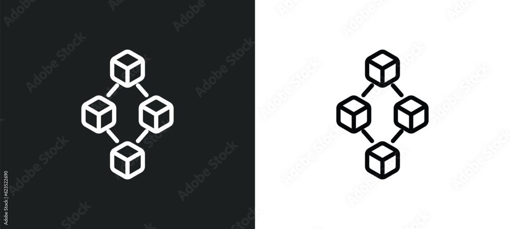 Poster blokchain block icon isolated in white and black colors. blokchain block outline vector icon from cr