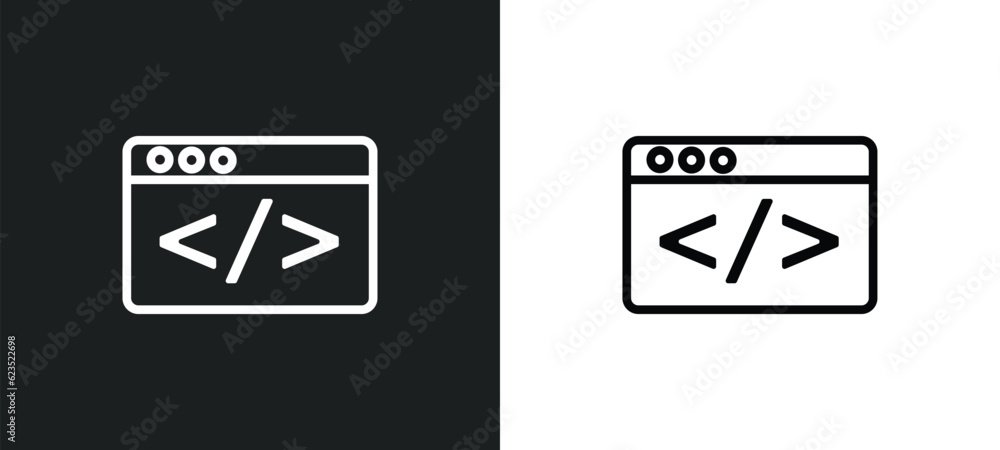 Poster programming icon isolated in white and black colors. programming outline vector icon from cryptocurr