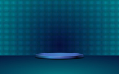 product podium display 3d Empty Cylinder circle and blue color dots pattern technology background