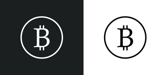 bitcoin icon isolated in white and black colors. bitcoin outline vector icon from cryptocurrency collection for web, mobile apps and ui.