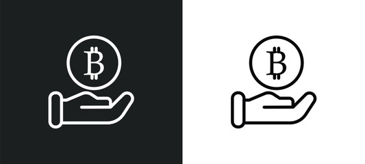 bitcoin accepted icon isolated in white and black colors. bitcoin accepted outline vector icon from cryptocurrency collection for web, mobile apps and ui.