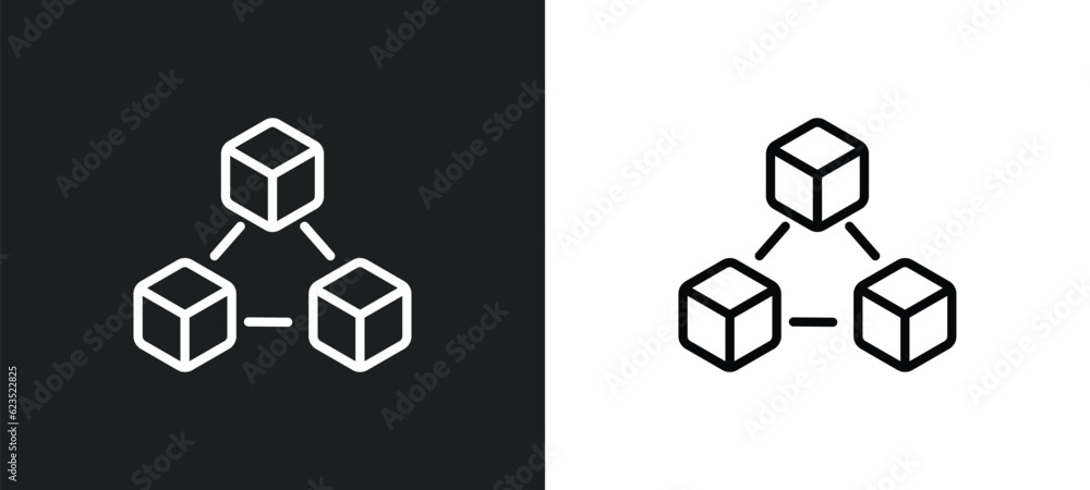 Poster blockchain icon isolated in white and black colors. blockchain outline vector icon from cryptocurren
