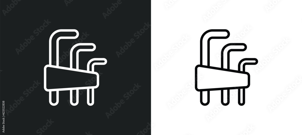 Poster allen keys icon isolated in white and black colors. allen keys outline vector icon from construction