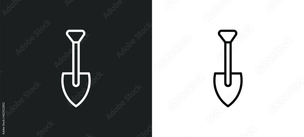 Poster spade icon isolated in white and black colors. spade outline vector icon from construction and tools