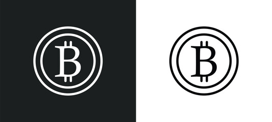 bitcoins icon isolated in white and black colors. bitcoins outline vector icon from cryptocurrency collection for web, mobile apps and ui.