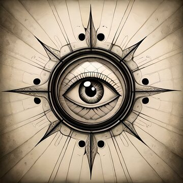 crying eye on the center of a cloud sketch tattoo cartoon Ai genarated