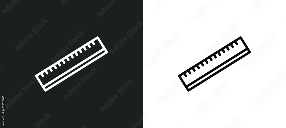 Poster school ruler icon isolated in white and black colors. school ruler outline vector icon from construc