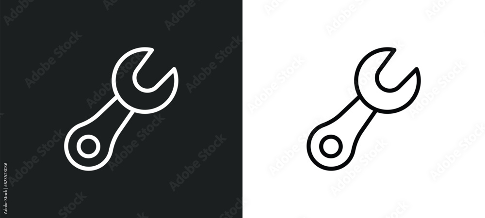 Poster garage wrench icon isolated in white and black colors. garage wrench outline vector icon from constr