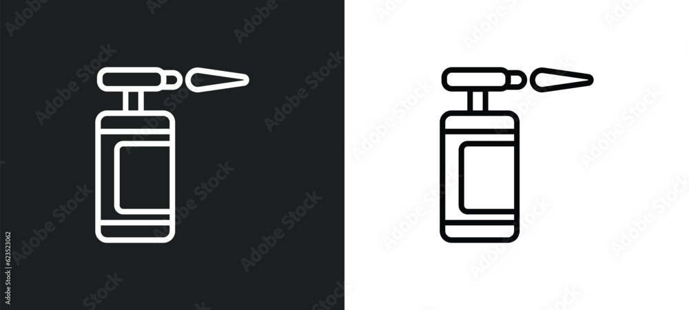 Poster blowtorch icon isolated in white and black colors. blowtorch outline vector icon from construction t