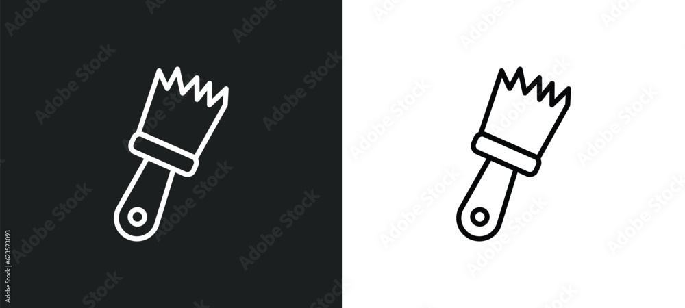 Poster builder brush icon isolated in white and black colors. builder brush outline vector icon from constr