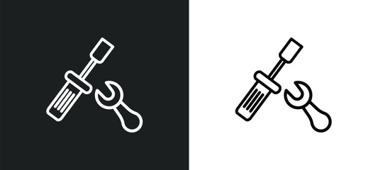 repair screwdriver icon isolated in white and black colors. repair screwdriver outline vector icon from construction tools collection for web, mobile apps and ui.