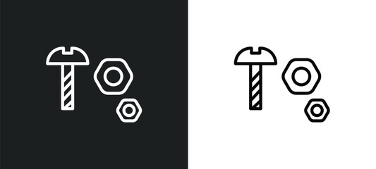 nuts and bolts icon isolated in white and black colors. nuts and bolts outline vector icon from construction tools collection for web, mobile apps ui.