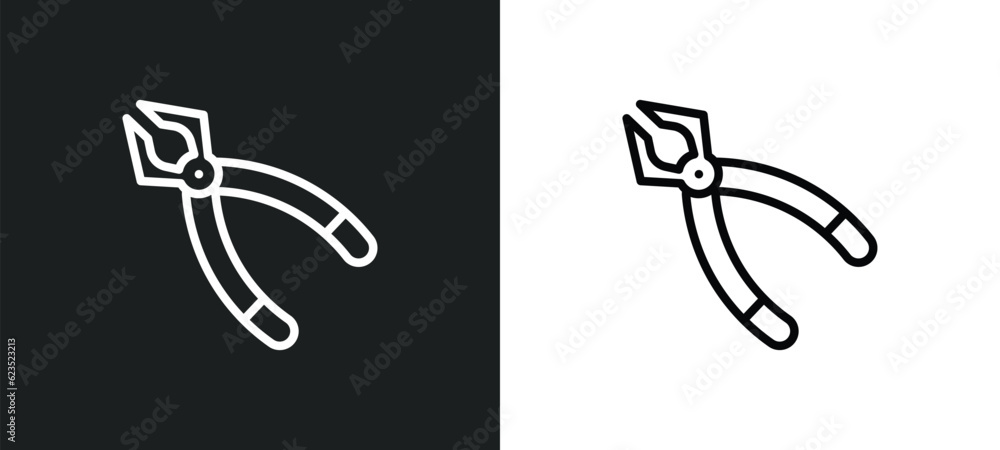 Poster plier icon isolated in white and black colors. plier outline vector icon from construction tools col