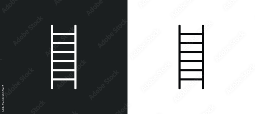 Poster ladder icon isolated in white and black colors. ladder outline vector icon from construction tools c