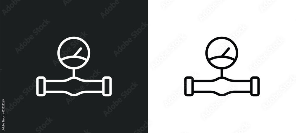 Poster gas pipe icon isolated in white and black colors. gas pipe outline vector icon from construction too