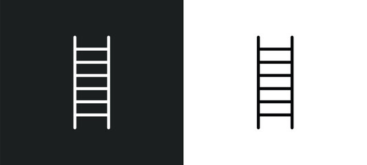 ladder icon isolated in white and black colors. ladder outline vector icon from construction tools collection. collection for web, mobile apps and ui.